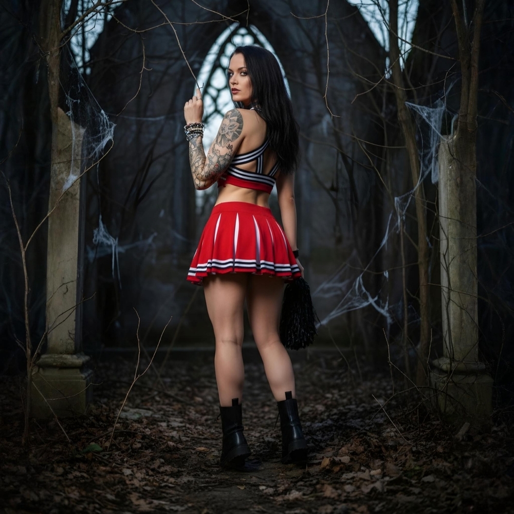 Trickz N Treatz ✦ Satans Cheerleader Set ✦ Devils 666 Crop Top Pleated Skirt M